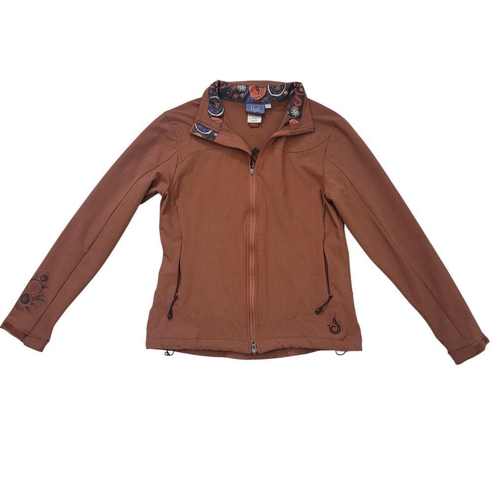 ISIS Women's Size 10 Softshell‎ Jacket Rust Orange Full Zip Embroidered Hiking